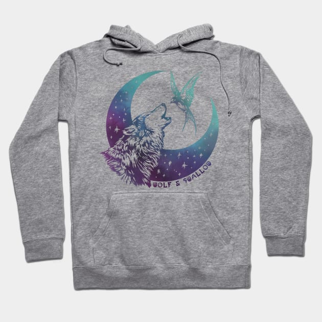 Wolf & Swallow - Moonlight Serenade [NEBULA] Hoodie by Lix